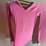 BDG Pink Long Sleeve V-Neck Top, layering vneck front and back, beautiful hot pink Photo 6