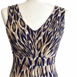 Loft  Dress Purple Tan Ikat Print Sleeveless Stretch Jersey Knit Dress XXS NEW Photo 2