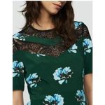 Maje  Rowers Imprime Green Floral‎ Midi Asymmetrical Hem Lace Neck Dress Size 1 Photo 2