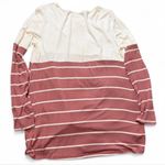 Vine & Love Pink‎ & White Striped Color Block Twist Front Top Photo 2