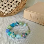 Handmade Pastel Glass Bead Bracelet “Velma”  Bumpy Easter Green Blue Purple Soft Photo 1