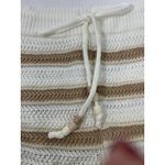 Madden NYC Striped Crochet Knit Shorts Women Drawstring Beach Boho Tan Sz L White Size L Photo 2