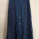 Vintage 70's Jane Schaffhausen Belle France Prairie Floral Midi Tie Waist Skirt Blue Size 10 Photo 5