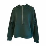 Danskin  Hooded Mixed Rib Cozy 1/2 Zip Women’s XL Dark Green Kangaroo Pocket Photo 1