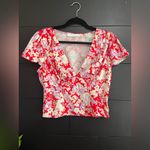 ASTR  The Label Floral Silky Short Sleeve Dressy Casual Women’s Blouse Sz M EUC Photo 0