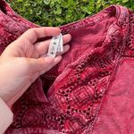 Free People  3/4 Sleeve Red Knit Blouse Boho V Neck Pullover Photo 3