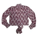 MINKPINK Nadia Floral Blouse Wine & White Crop Sheer Cottagecore Feminine Small Photo 3