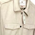 Oversized Cream Velvety Suede Like Button Up Soft Shacket Tan Size M Photo 1