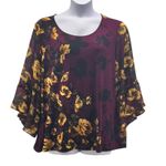 Susan Graver  Tunic Floral Maroon Purple 2X Photo 0