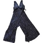 Anthropologie Tallulah Wide-Leg Jumpsuit 4 Petite Navy Blue Polka Dot Romper Photo 9