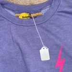 Aviator Nation  Bolt 2 Relaxed Crewneck sweatshirt Lavender and Neon Pink XL New Photo 5