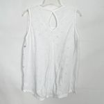 Cotton Linen Polka Dot Top Womens Medium Minimalist Coastal Beachy Lagenlook White Photo 3