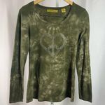 Weatherproof Medium Tie Dye Gem Rhinestone Peace Heart Y2K Shirt Top Hippie Photo 0