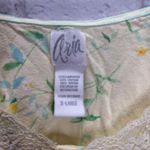 Aria  Floral Short Sleeve Cotton Nightgown Size XL Yellow Green Floral Cottage Photo 3
