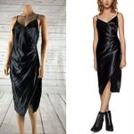 BCBGeneration Black Satin Midi Dress 4 Photo 1