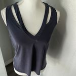 Sunday in Brooklyn  Blue Relaxed Cut Out Tank Top Photo 4