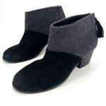 Toms ‎ Leila Wool Felt Ankle Booties Size 7.5 Boots Leather Suede Black & Gray Photo 1