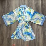 Oscar de la Renta Óscar De la Renta (Pink Label) Blue Robe Satin Floral Size S/M Elegant Photo 1