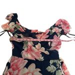 Premier Amour NWOT Navy Blue Pink Floral Ruffle Off Shoulder Maxi Dress Gown New Photo 6