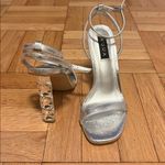 AQUA EUC  SILVER GEMSTONE HEELS Photo 1