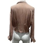 Amuse Society  Kala Blouse L Reddish Brown Striped Long Sleeve Button-Up Photo 1