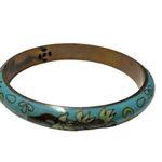 Vintage Baby Blue Cloisonné Floral Bangle Bracelet Photo 2