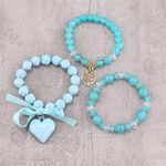 3pcs Heart Decor Beaded Bracelet Photo 0