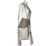 URBAN ORIGINALS Vegan Leather Bag Tote Fringe Light Taupe Adjustable Strap Photo 1