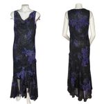 Jessica Howard  Black Sleeveless Gown Purple Floral Glitter Embellish Cowl Neck Photo 11