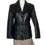 GOYA BARCELONA Black Leather Jacket Blazer Buttery Soft Lined Womens Size Medium Photo 0
