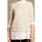 Banana Republic  XS Petite NWT Black Scallop Lace Long Sleeve Sweats Blouse Top Photo 2