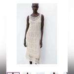 ZARA  crochet knit midi dress cream boho fall casual party blogger fav classic L Photo 3