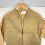 3.1 Phillip Lim  Gold Full Zip Crop Jacket with Wool Blend Sweater Sleeves-Small Photo 6