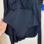 Lands' End LAND’S END NEW Side Tie Wrap Mini Swim Dress Swimsuit Black Sz 8 PETITE Photo 6