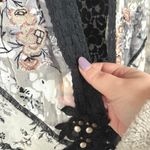 Vintage Whimsygoth Velvet Burnout Blouse Witchy Silk Blend Lace Fairy Goth XL Black Photo 5