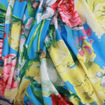 SooLinen One Shoulder Long Sleeve Slit Maxi Dress in Multi Floral, Size L​ Blue Size L Photo 3