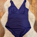 Aqua Green  Swimsuit One Piece Navy Blue Adjustable Straps Flattering Mid Section Photo 0