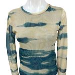 ZARA  Green Cream Tie Dye Long Sleeve Cutout Back Stretch Bodysuit Top Size M Photo 2