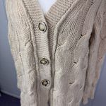 Banana Republic Cream Wool Alpaca Blend Chunky Cable Knit Cardigan Sweater M Photo 1