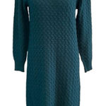 Vintage Outlander teal textured long sleeve boat neck sweater dress Green Size L Photo 0