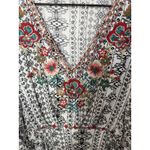 Savanna Jane Floral Embroidered Peasant Blouse Black White Batwing Sleeve Boho L Size L Photo 4
