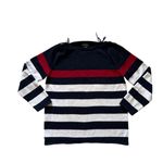 Lauren Ralph Lauren Striped Knit Sweater Navy Red white 100% cotton Pullover XL Blue Photo 5
