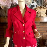 Julian Taylor   RED 1990'S FOLIATE PRINT CHIFFON SKIRT W/RED BLAZER SET (14) Photo 5