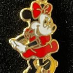 Disney Vintage Mini Mouse Enamel Pendant Charm 1” With Gold Tone Back Photo 0