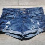 EXPRESS Rolled Hem Distressed Jean Shorts Photo 0
