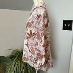 Tahari  100% Linen Button Up Blouse White w/ Leaf Pattern in Brown & Lavender Med Photo 5