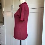 Vintage Distinctive Women's Deep Red Silk Mock Neck Short Sleeve Blouse Size M Red Size M Photo 2
