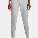 Under Armour Women's Rival Terry Taped Pants GREY/PINK Size XL Gray Jogger Photo 0
