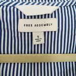 Free Assembly Oversized Striped Lace Up Cotton Hooded Blouse Top Sz S Blue Photo 3