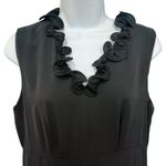 Marc Jacobs Black Lace Hem V-Neck Ruffle Pleated Shift Dress size 6 Silk Rayon Photo 5